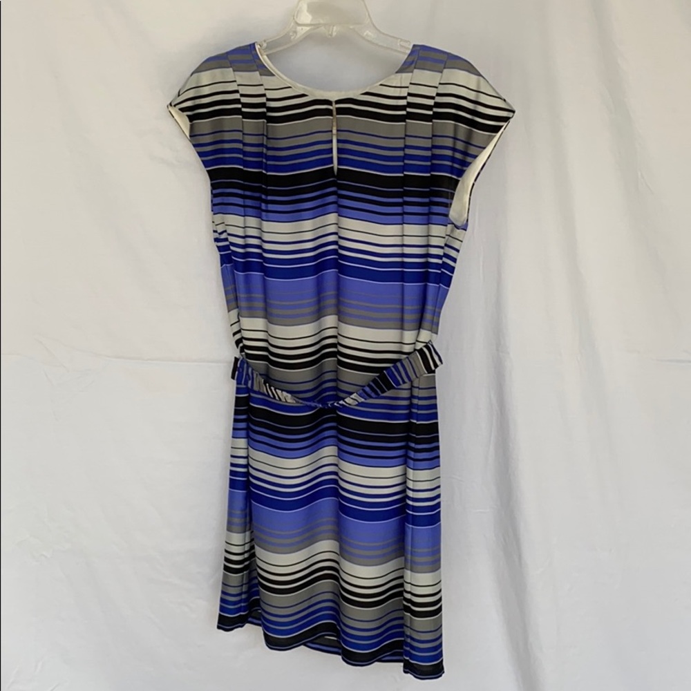 Blue striped cap sleeve dress